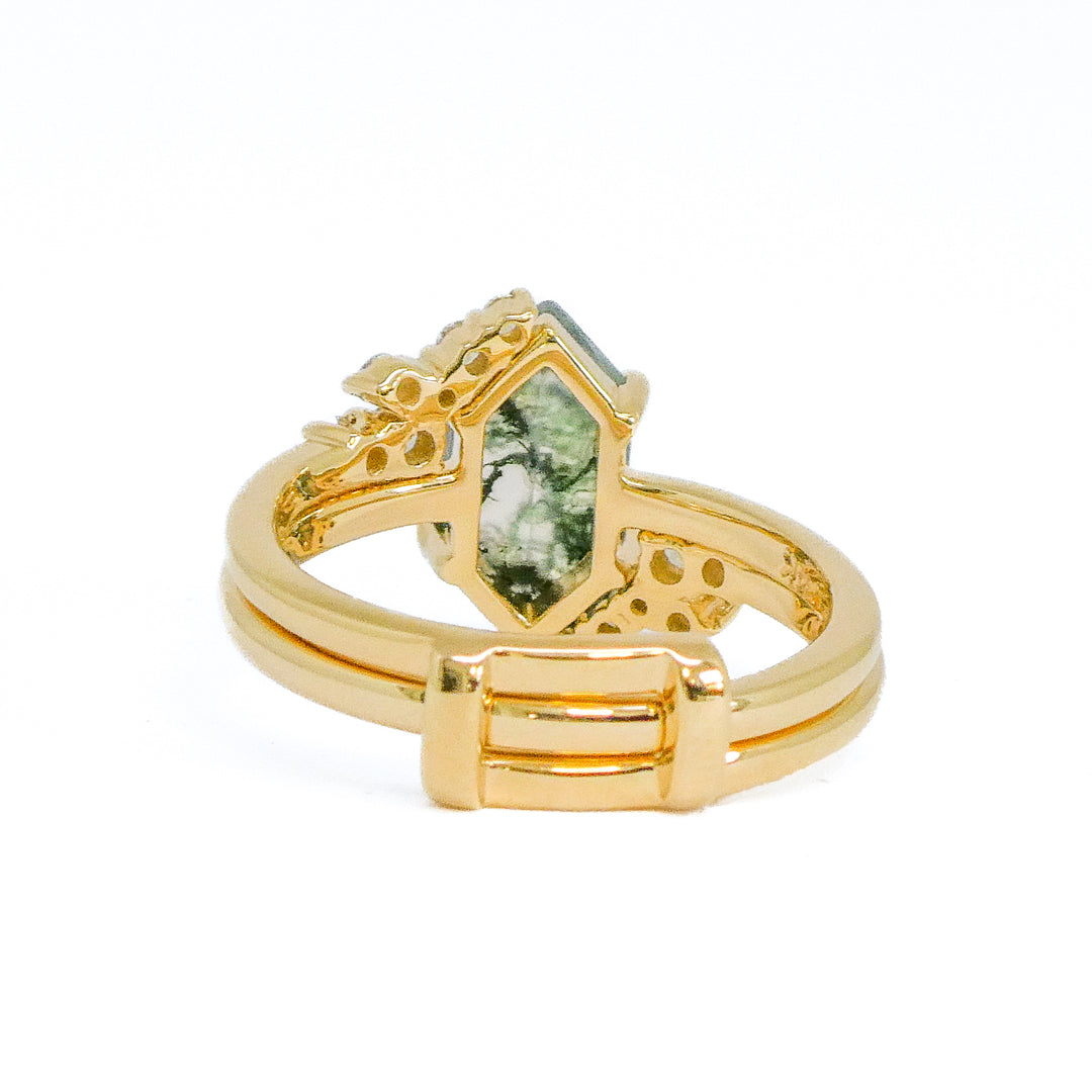 "Kendall" Moss Agate Ring Set