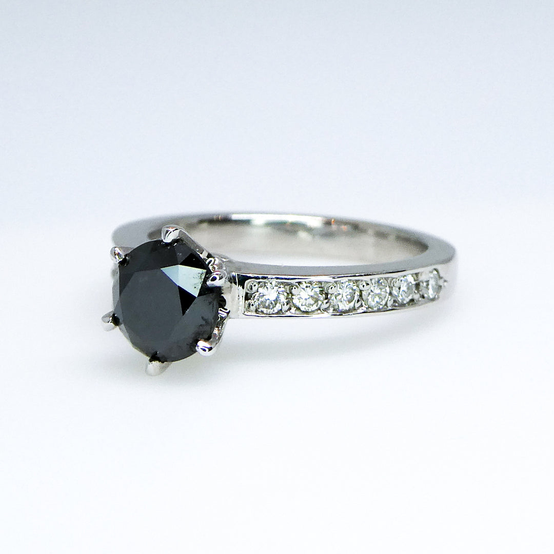 Black Diamond and Diamond Accent Wedding Set