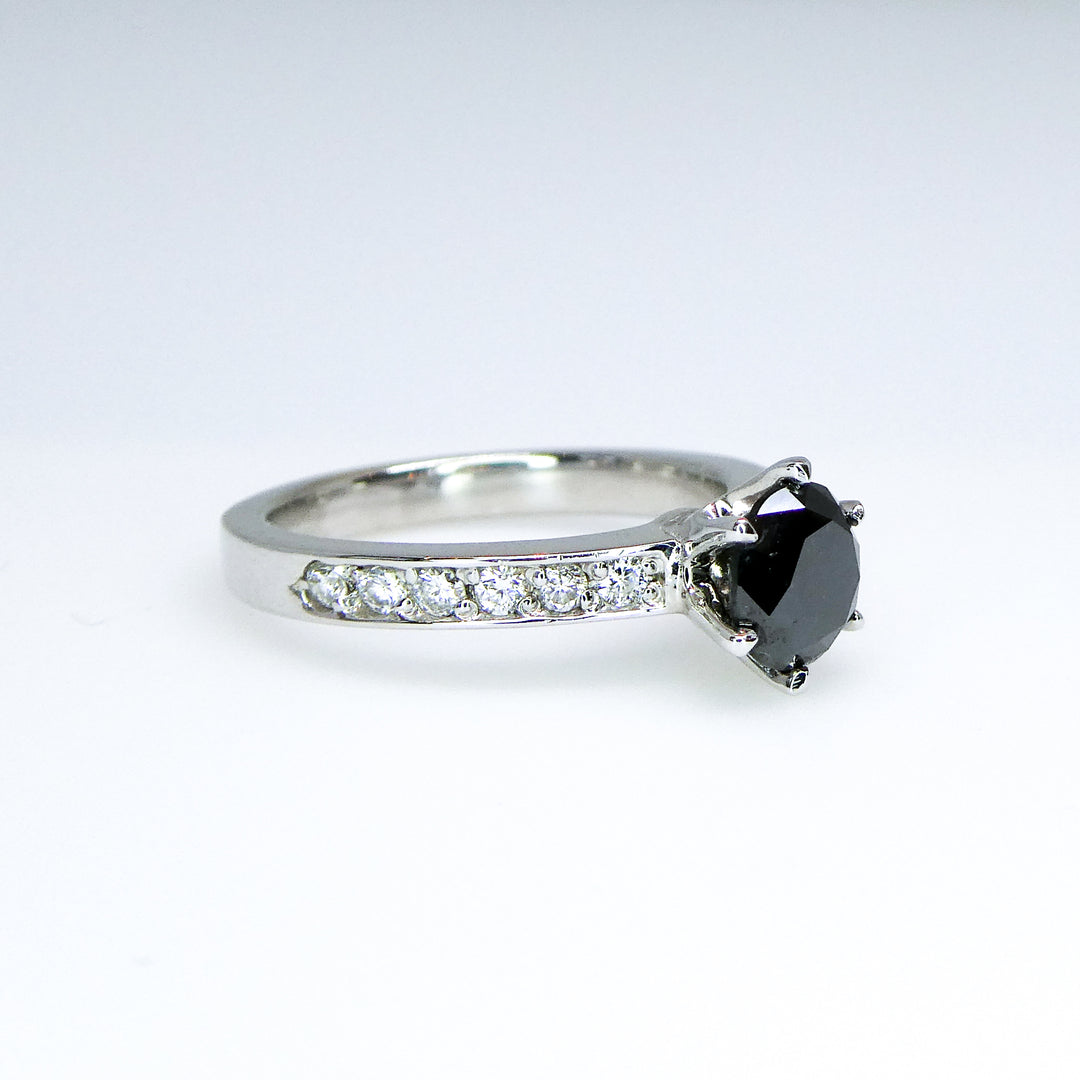 Black Diamond and Diamond Accent Wedding Set